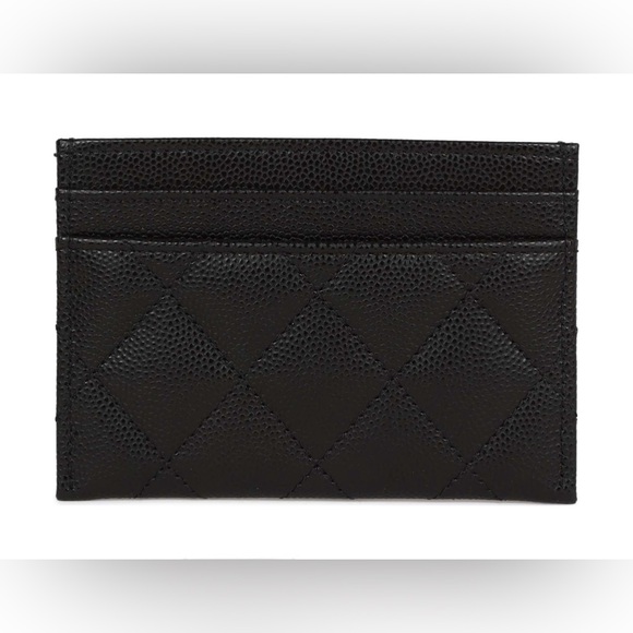 CHANEL Black Caviar Crystal Card& Money Holder Wallet W/ Light Gold Hardware EUC - Picture 3 of 8